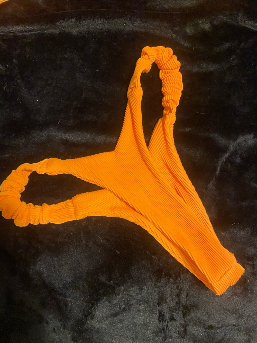 Bright Orange Ribbed Ring-Front Bikini Set - Picture 3 of 5